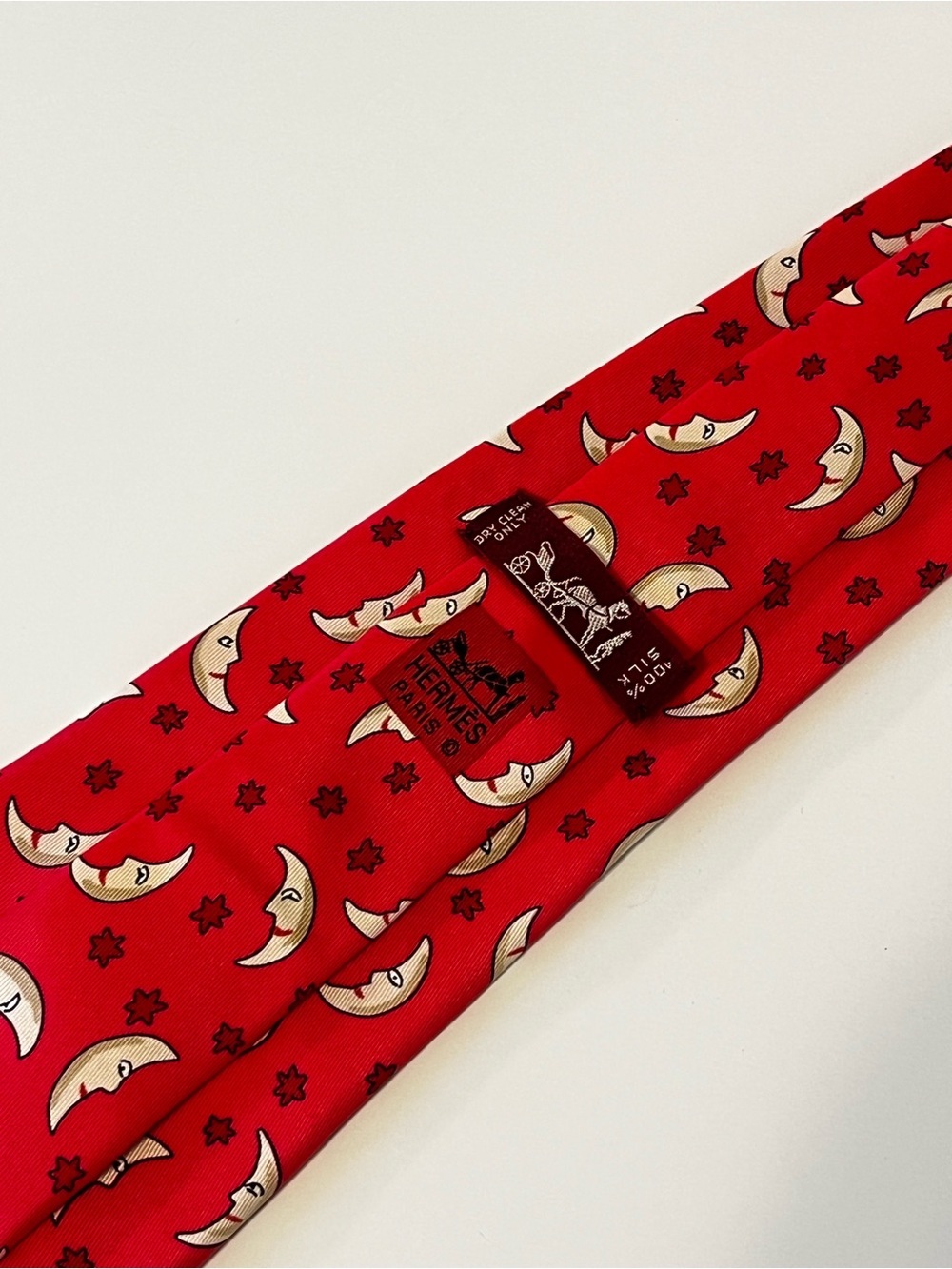HERMES 7462 HA Mens Neck Tie Silk Vintage France Celestial Moon Star Fathers Day - Picture 2 of 7